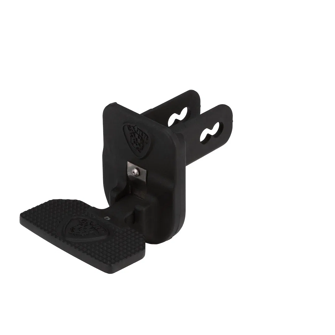 183252 – CARR Truck Step, 2 Inch Receiver Hitch Mount Single Flat Step 650 Pound Capacity Non-Extendable Fold Up Blac...